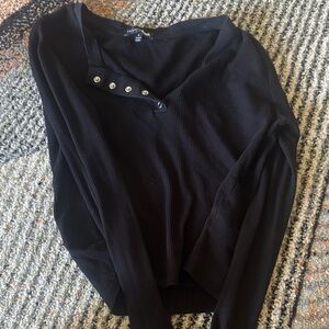 Fashion Nova Black Waffle Knit Top